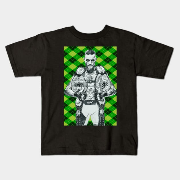 Double Champ Green Pattern Kids T-Shirt by FightIsRight